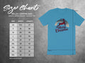 Bella + Canvas 3001 unisex t-shirt size chart with width and length measurements in inches.