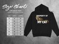Lane Seven 14001 hoodie size chart with cat graphic and "Property of My Cat" text.