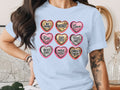 Light blue t-shirt with nine hearts: "BE MINE", "XOXO", "Love", "Kiss", "SAY YES.", "TEXT ME.", "BEST DAY.", "MISS YOU.", "SWEET TALK."