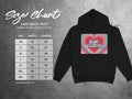 Lane Seven 14001 premium pullover hoodie size chart with measurements in inches.