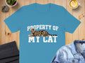 Blue t-shirt with a Bengal cat and text "PROPERTY OF MY CAT"