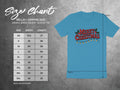 Size chart for Bella + Canvas 3001 unisex jersey tee with width and length measurements.